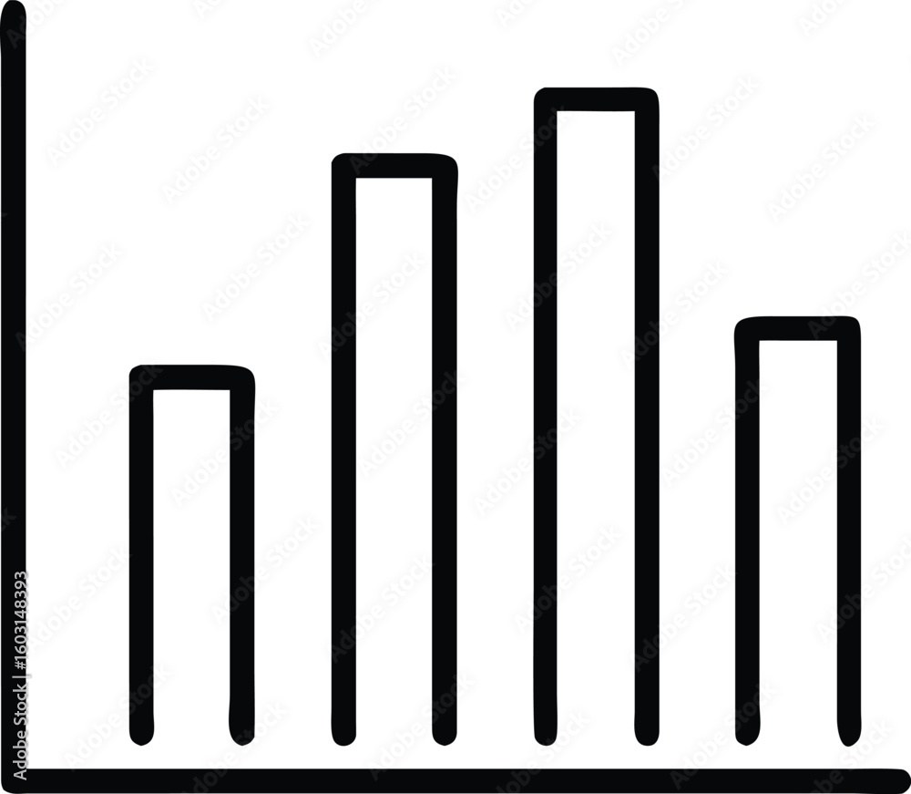 Simple black outline vector of a vertical bar chart isolated on transparent background Simple black outline vector of a vertical bar chart isolated on transparent background
