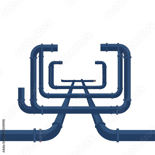 Abstract Blue Industrial Pipeline System