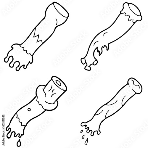 Gross Severed Limb Icon – Outline Vector Illustration of Horror and Halloween Theme