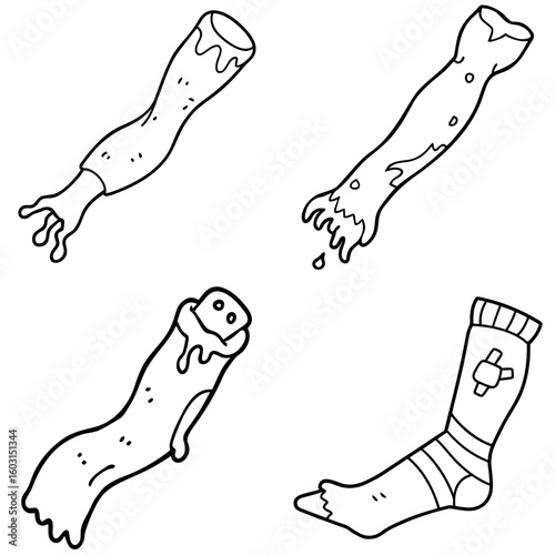 Gross Severed Limb Icon – Outline Vector Illustration of Horror and Halloween Theme