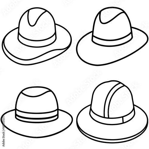 Hat Icon – Outline Vector Illustration of Classic Headwear Accessory