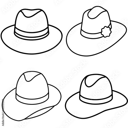 Hat Icon – Outline Vector Illustration of Classic Headwear Accessory