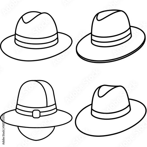 Hat Icon – Outline Vector Illustration of Classic Headwear Accessory