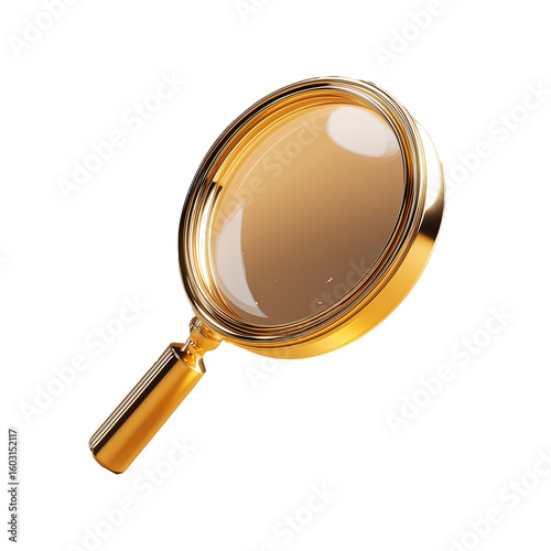 A realistic 3D magnifying glass with a sophisticated floating look that emphasizes depth and realism without the clutter of shadows or environmental reflections. Designed for creative professionals, t