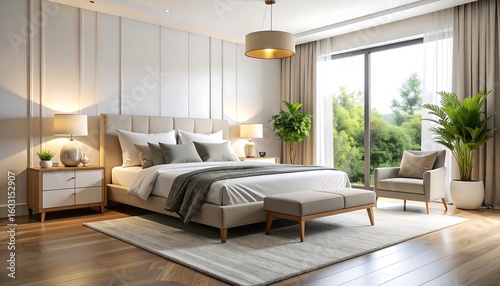Modern, elegant bedroom interior