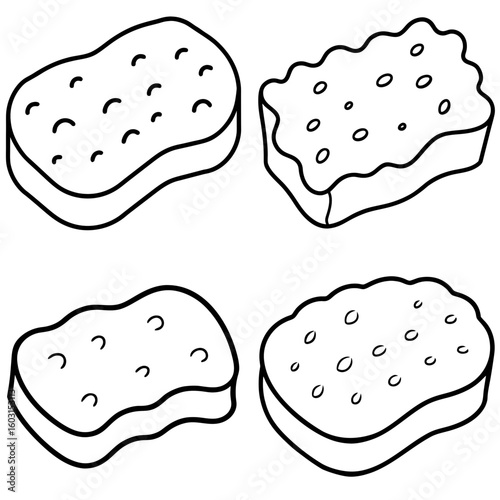 Sponge Icon – Outline Vector Illustration of Cleaning Tool for Household and Personal Care
