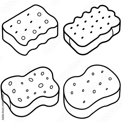 Sponge Icon – Outline Vector Illustration of Cleaning Tool for Household and Personal Care