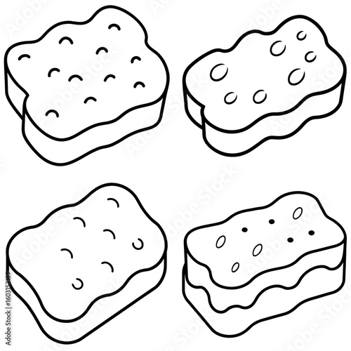 Sponge Icon – Outline Vector Illustration of Cleaning Tool for Household and Personal Care