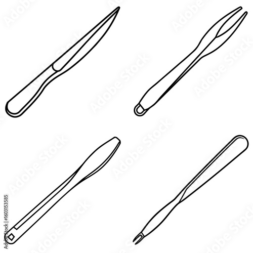 Tweezers Icon – Outline Vector Illustration of Precision Tool for Medical and Beauty Use
