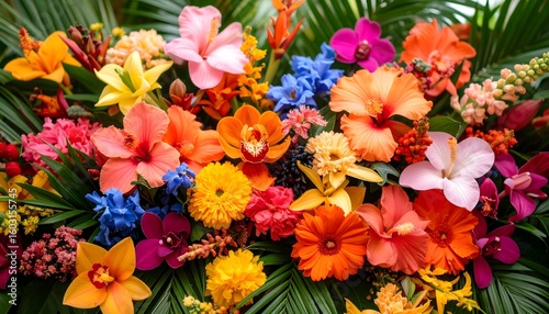 Wallpaper Mural Tropical flowers bloom in vibrant hues Torontodigital.ca