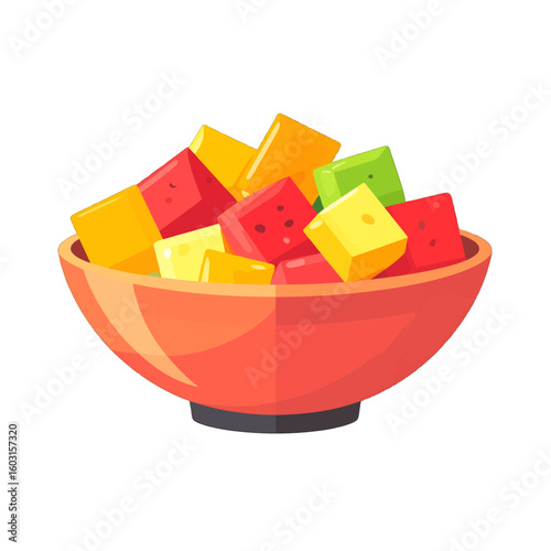 Colorful Fruit Salad In Orange Bowl