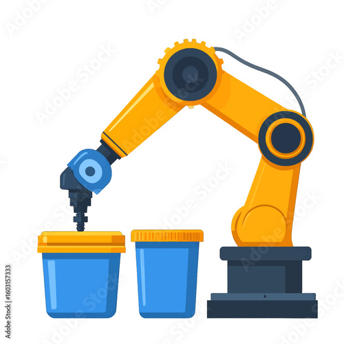 Animated Robotic Arm Handling Containers