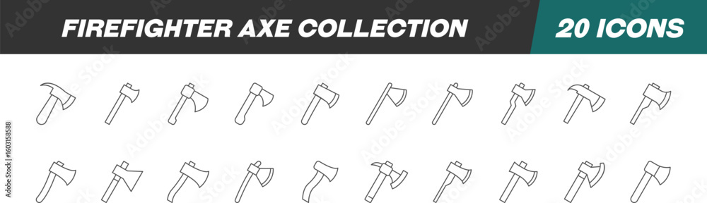 Line Signs of firefighter axe for Advertisement. Suitable for books, stores, shops. Editable stroke in minimalistic outline style. Symbol for design Line Signs of firefighter axe for Advertisement. Suitable for books, stores, shops. Editable stroke in minimalistic outline style. Symbol for design