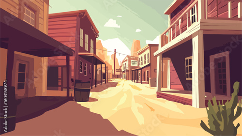 Sunny Old Wild West American Town: Desert Cityscape with Vintage Charm