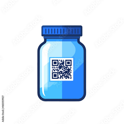 Blue Glass Bottle With Qr Code