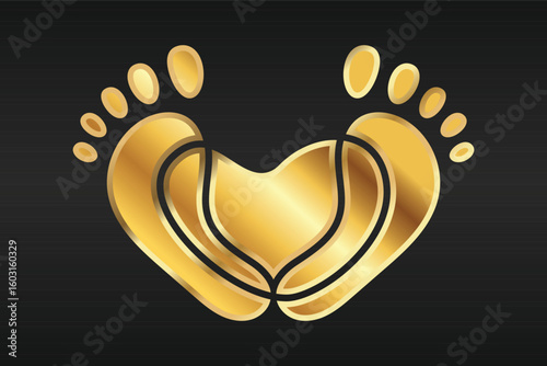 Gold Foot Care Design Inspiration. Gold Foot Care Symbol Logo Vector Template Design, Gold Foot Care Design Logo Vector Illustration