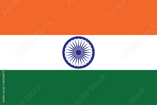 indian national flag illustration with ashoka chakra in detailed vector graphics
