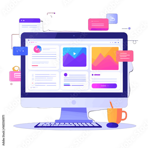 Colorful Computer Screen Interface Illustration
