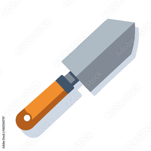 Simple Orange Handle Gray Shovel Illustration