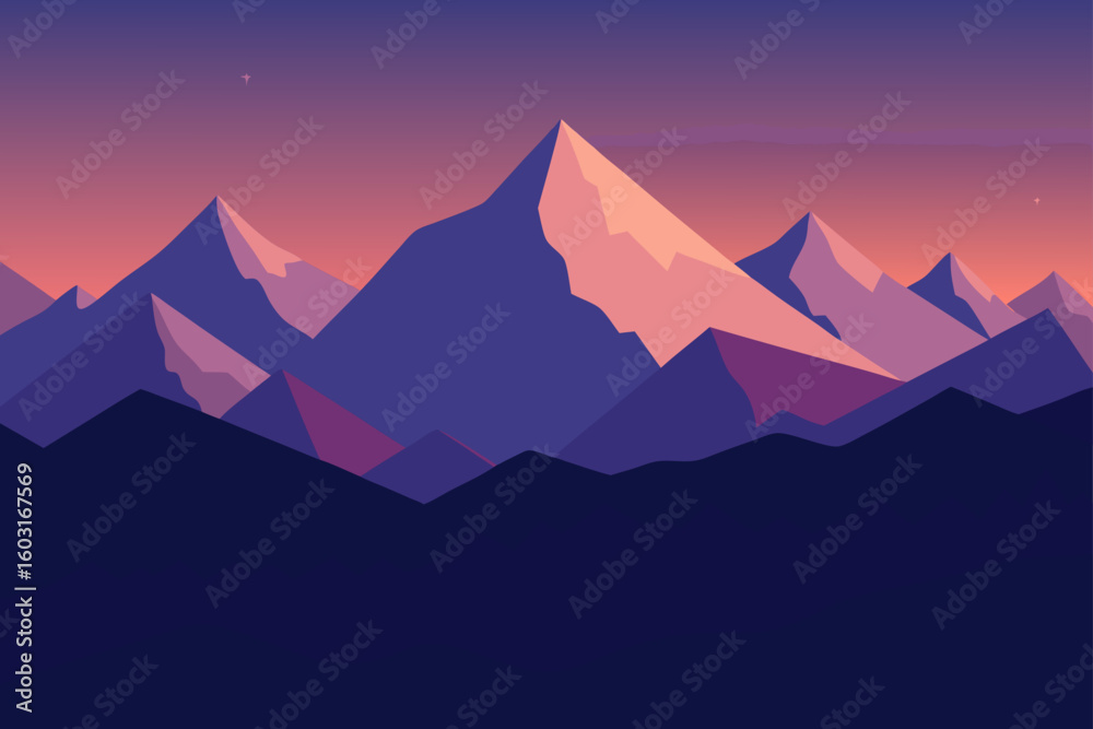 Naklejka premium Alpine Peaks Under Twilight