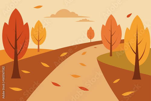 Autumn Leaves Along Quiet Path