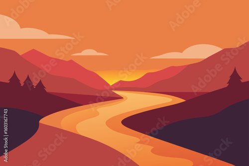 Calm River Under Sunrise Colors
