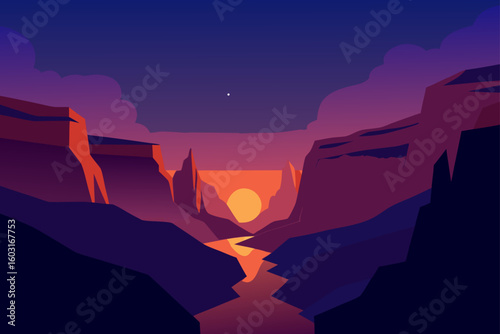 canyon glowing under twilight sky