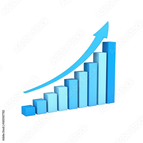 Blue 3d bar chart with upward arrow indicating growth and success on black background Free Download Blue 3d bar chart with upward arrow indicating growth and success on black background - GFXLoad