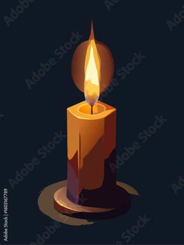 Burning Wax Candle in the Dark – Meditation Concept