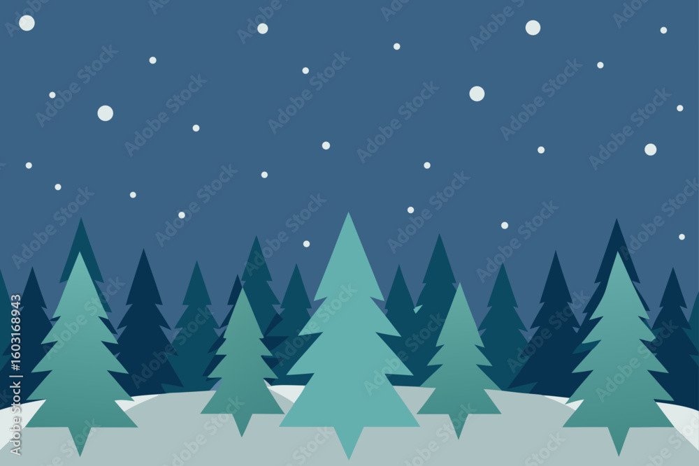 Obraz premium snowflakes in silent pine woods
