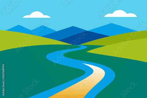 stream cutting through open field
