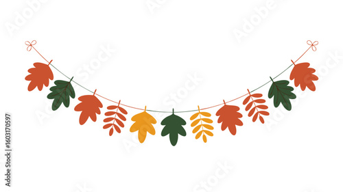 Autumnal Leaf Garland Illustration Festive Decoration for Fall Season Celebration and Seasonal Celebrations 200