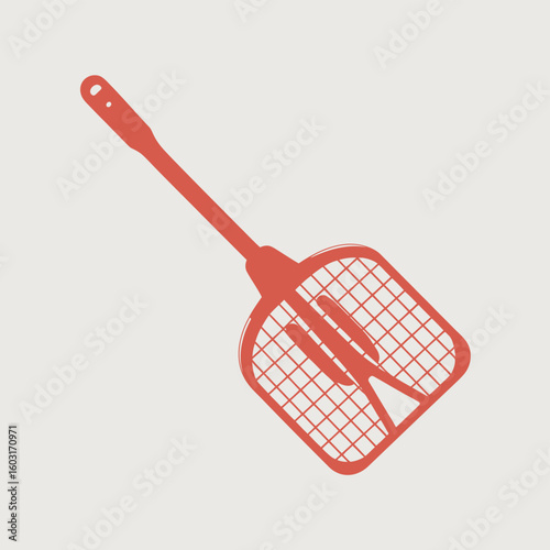 Simple red fly swatter on a light background