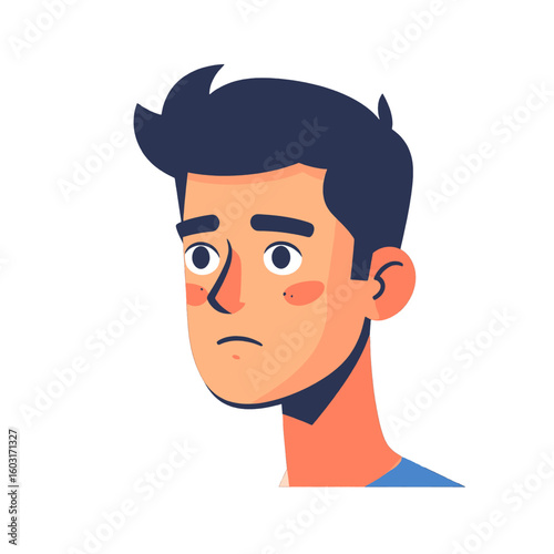 Pixel Art Portrait Of A Sad Young Man