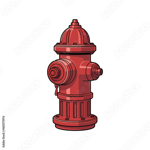 Classic red fire hydrant isolated on white background