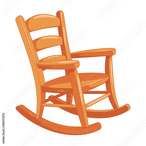 Classic wooden rocking chair in a warm orange hue