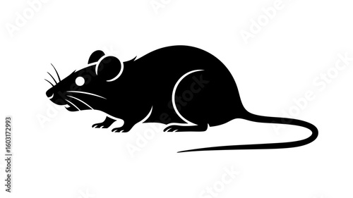 Bold Black Rat Silhouette Isolated on White Background Simple Vector Illustration for Conceptual Design