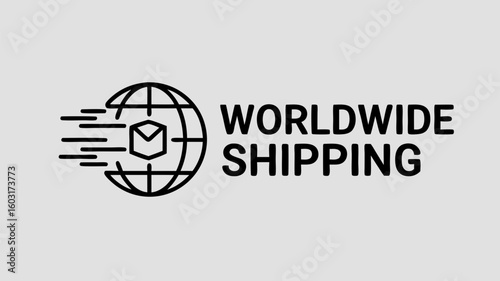 Worldwide Shipping Logo Design: Fast Global Delivery Service with Earth Imagery and Parcel Illustration  for E-commerce