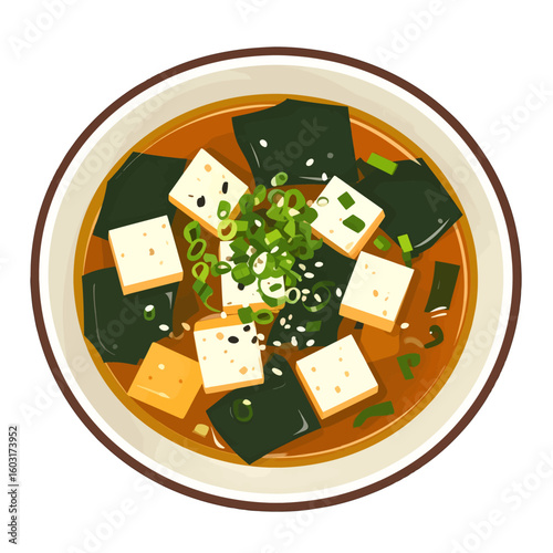 Pixel Art Miso Soup With Tofu And Seaweed