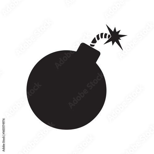 Classic bomb silhouette icon on white background