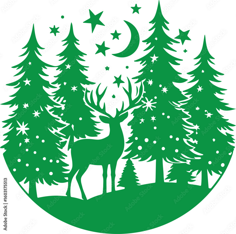 Naklejka premium christmas tree with deer