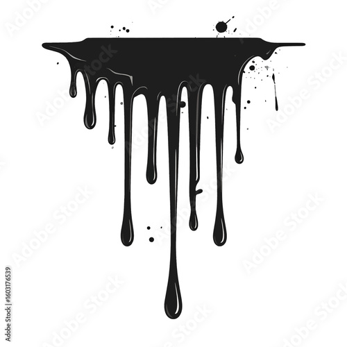 Black Dripping Liquid On White Background