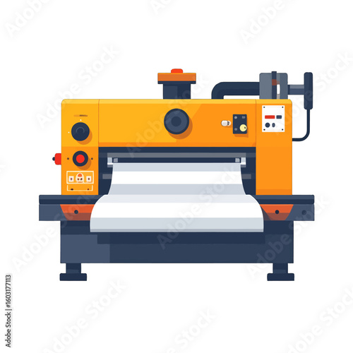 Orange Pixel Art Printing Machine Illustration