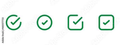 Green check mark icon. Check mark vector icon. Checkmark Illustration  Vector symbols set  green checkmark isolated on white background  Correct vote choice isolated symbol 