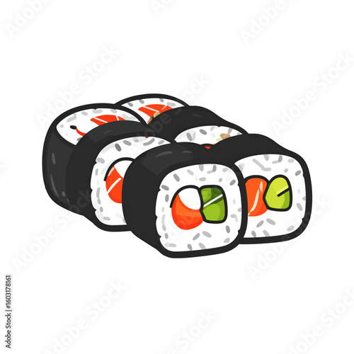 Colorful Sushi Rolls Illustration