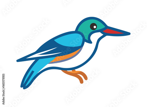 Common Kingfisher with fish (Alcedo atthis) beautiful bird on white background