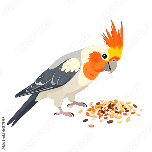 Colorful Cockatoo Eating Seeds