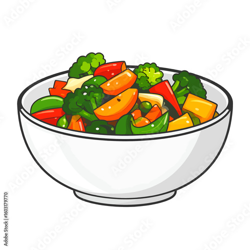 Colorful Mixed Vegetable Dish In White Bowl