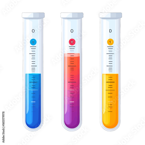 Colorful Test Tubes In Various Colors Against White Background