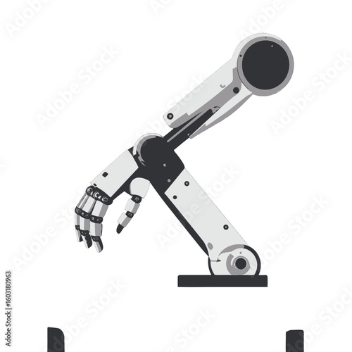 Simple Robotic Arm Illustration In Grey And White